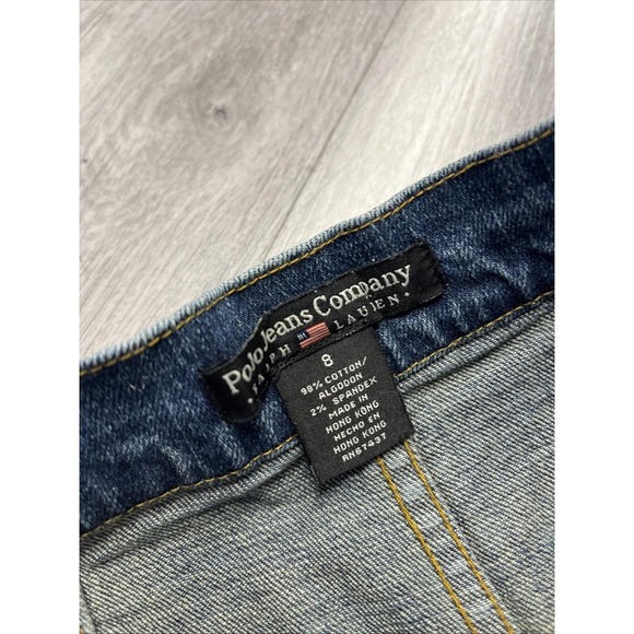 Vintage 90s Ralph Lauren Polo Jeans Co Denim Back Slit Skirt Size 8 - Picture 7 of 10